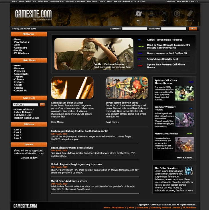 Gaming Website
