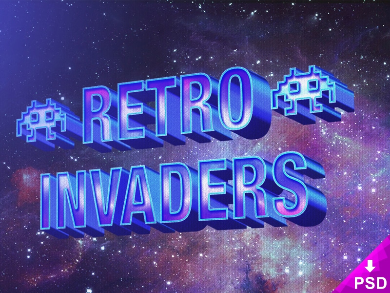 3D Retro Layer Text Style PSD
