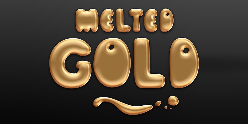 Melted Gold Text Style PSD