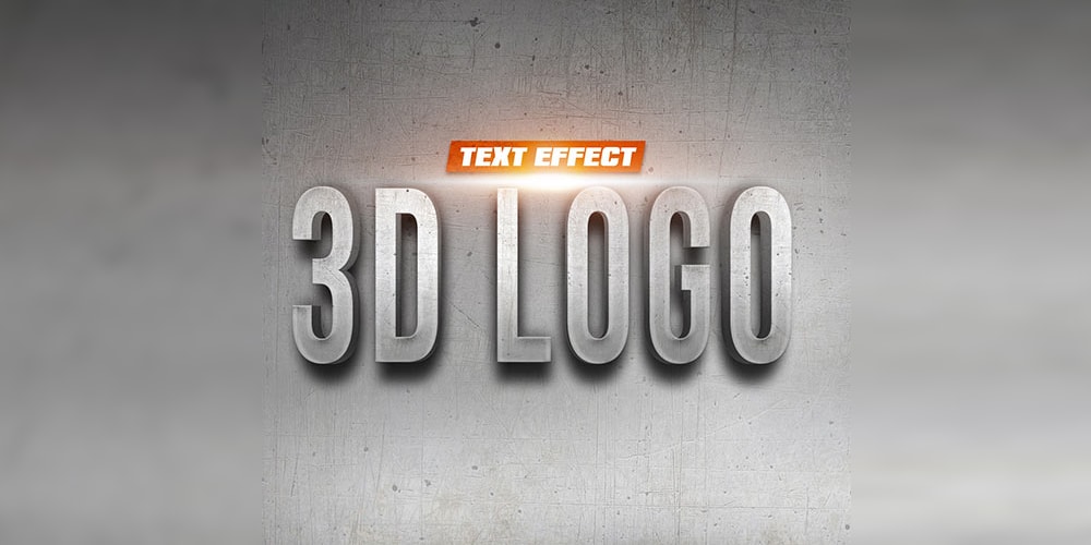 3D Logo On Wall Text Effect PSD