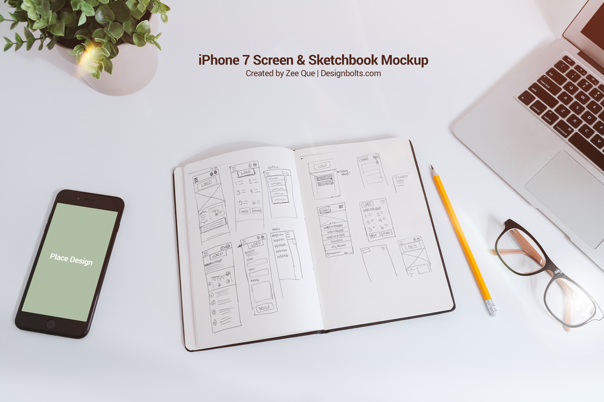 Sketchbook & iPhone 7 Mockup 
