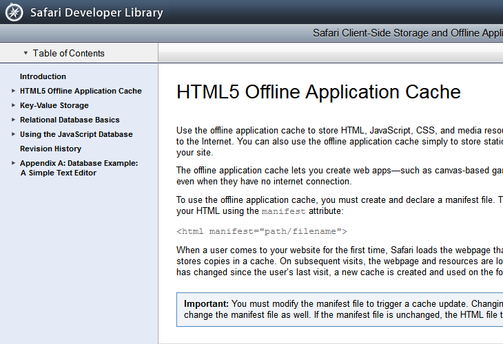 HTML5 Offline Application Cache