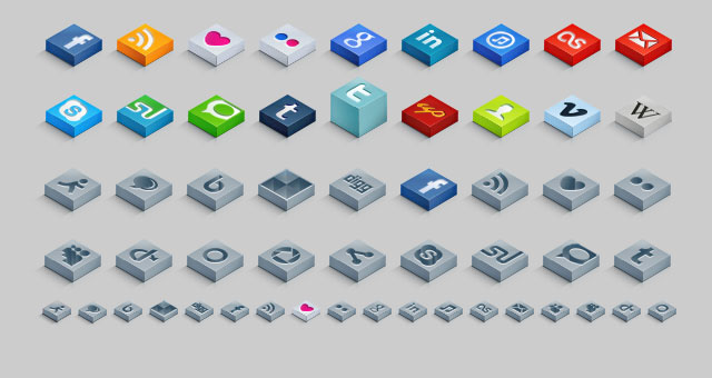 Isometric 3D Social Icons Set