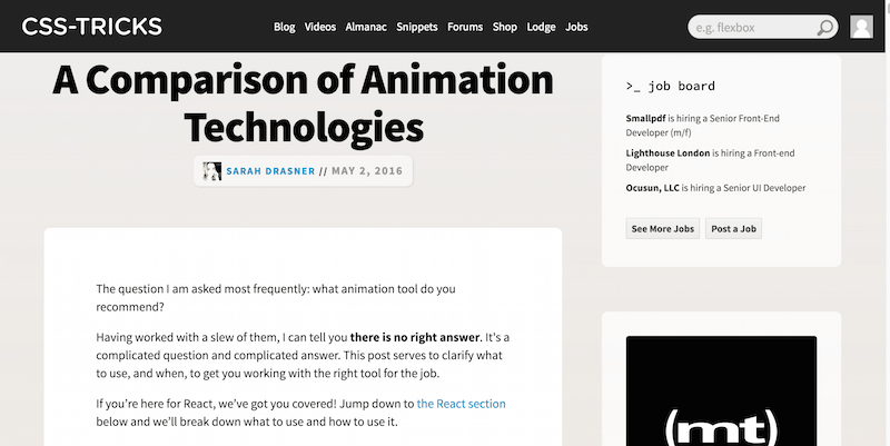 A Comparison of Animation Technologies