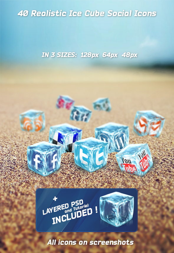40 Realistic Ice Cube Social Icons