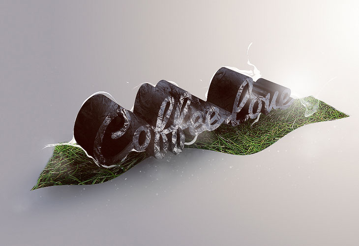Create Unique 3D Grass and Stone Text Effect in Photoshop