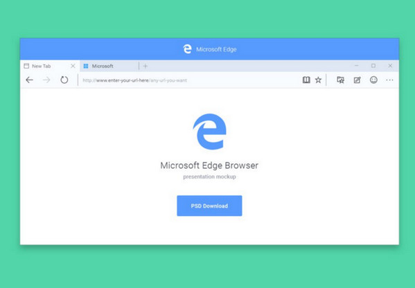 Microsoft Edge Browser Mockup PSD