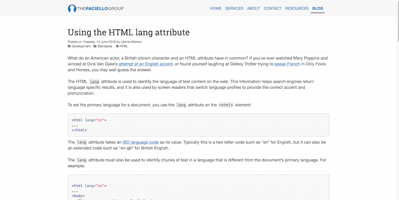 Using the HTML lang attribute