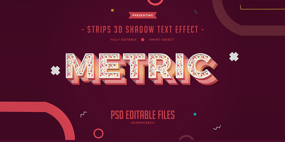 Strips 3D Shadow Text Effect PSD