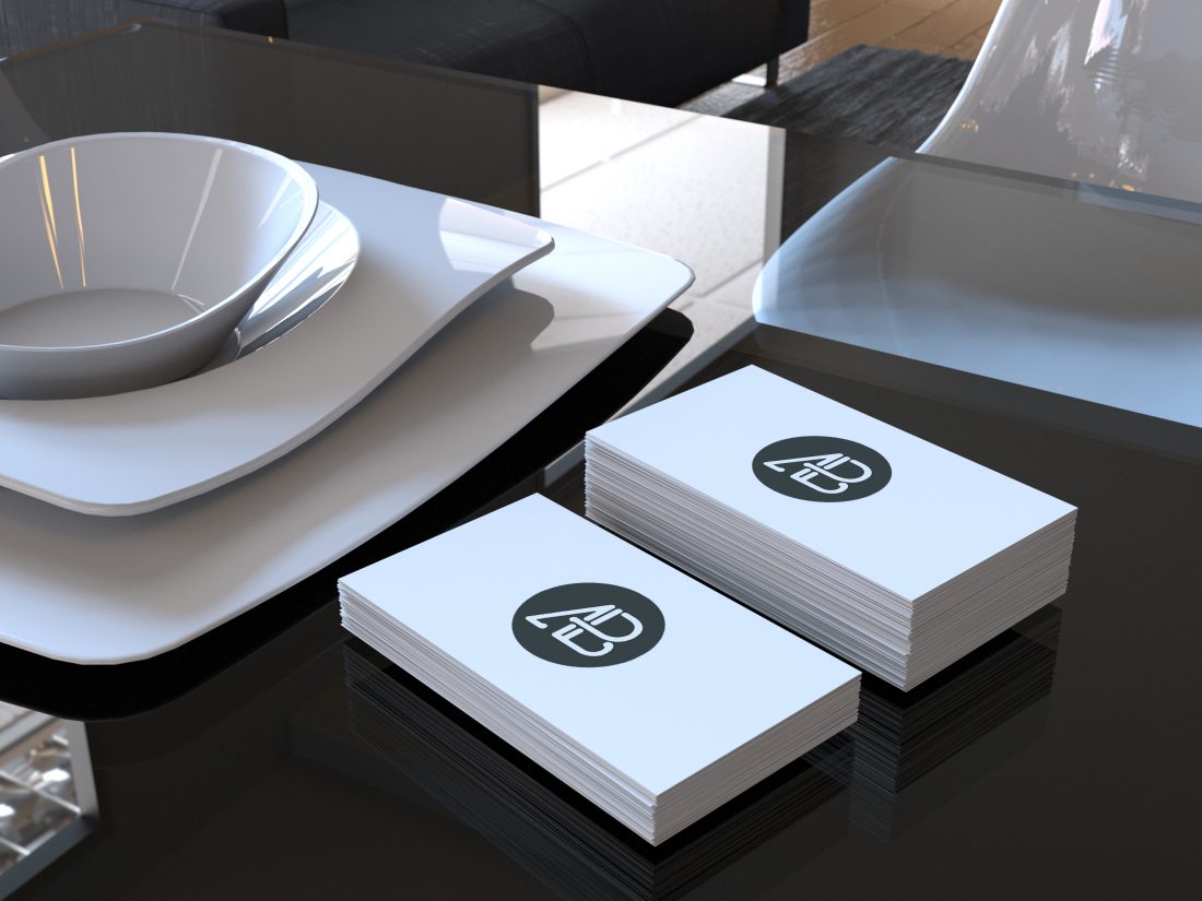 Business Card on Table Mockup
