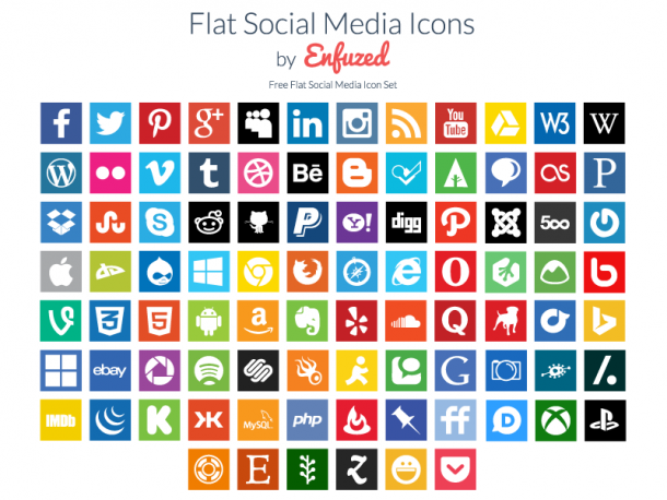 90 Free Flat Social Media Icons by Zac