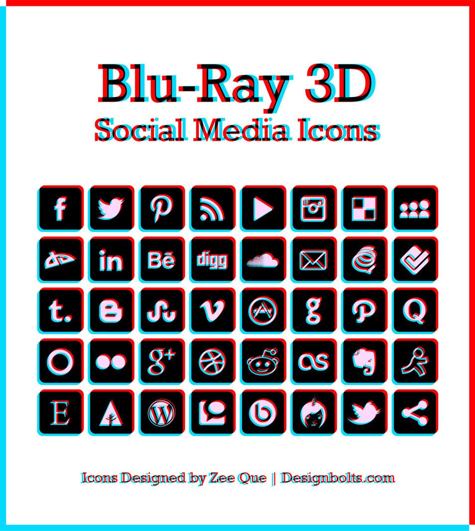 Blu-ray 3D Social Media Icons