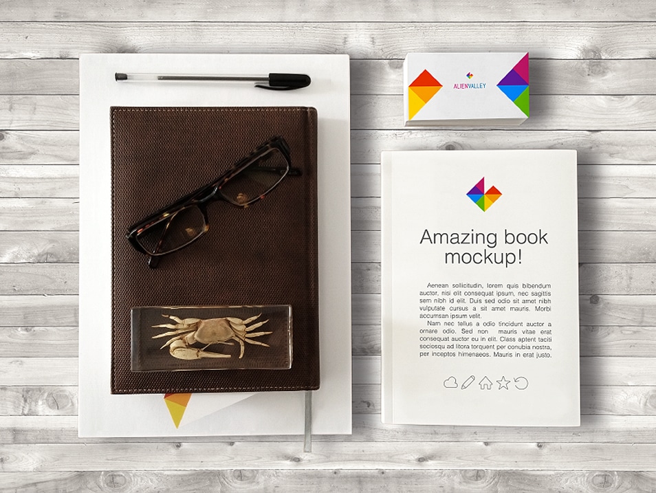 Book And Business Card Mockup