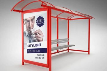 Bus Station Citylight Mockup
