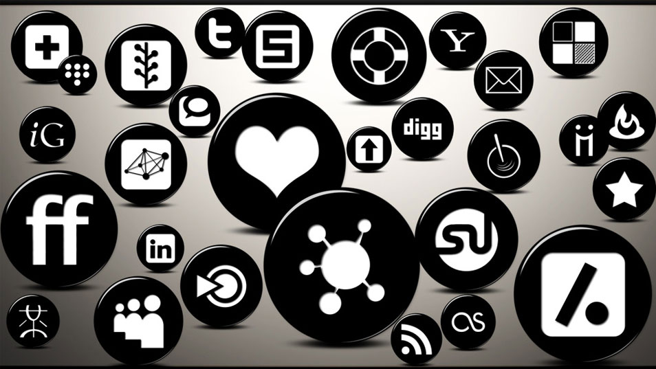 Free 3D Glossy Black Button Social Networking Icons