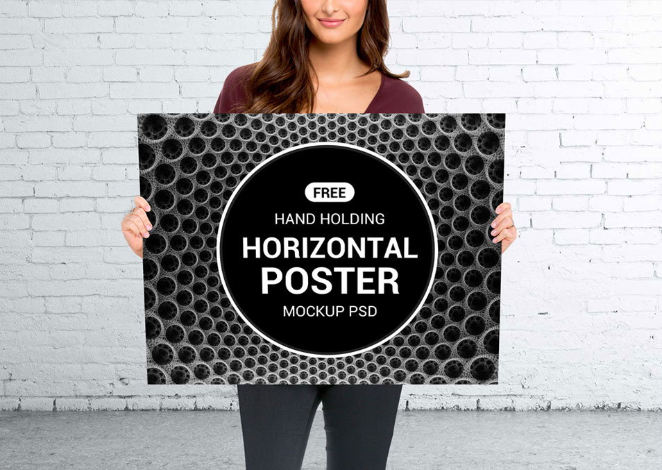 Hand Holding Horizontal Poster Mockup