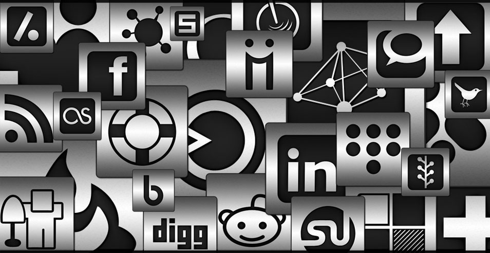 IconsETC Black Inlay on Steel Social Media Icons