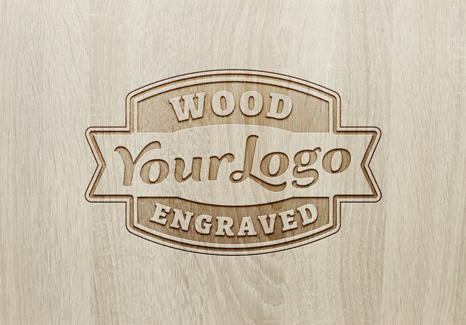 Engraved Logo Wood Mockup