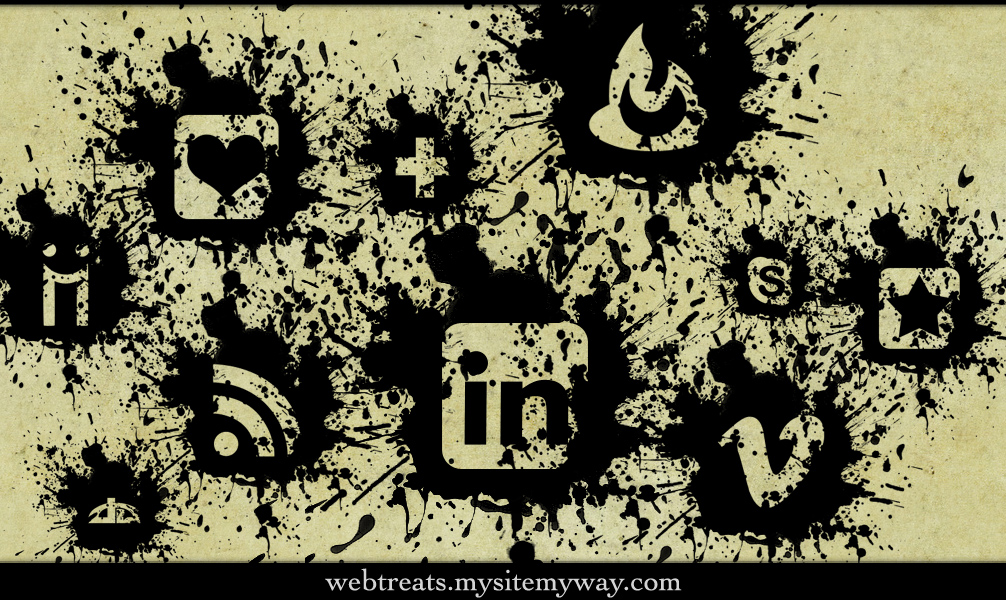 Black Paint Splatter Social Networking Icons