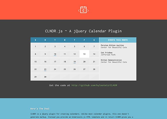 CLNDR.js Calendar Plugin