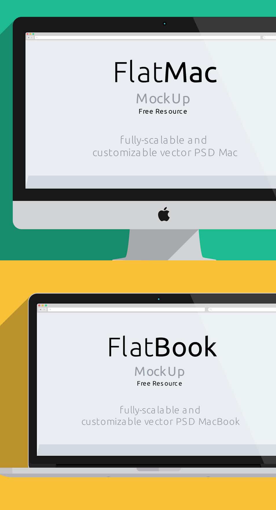 Flat iMac and MacBook Mockup