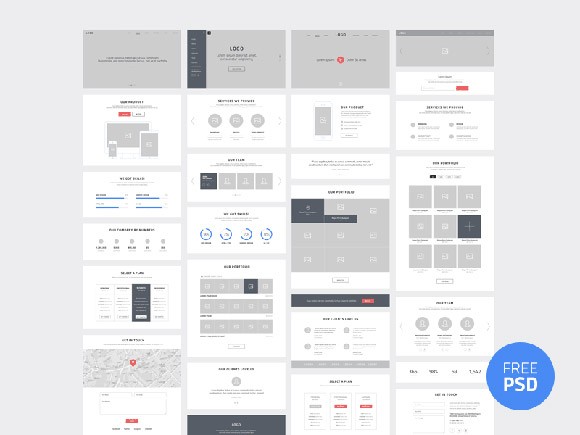 One Page Website WireFrames