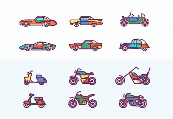 Retro Vehicles Icons