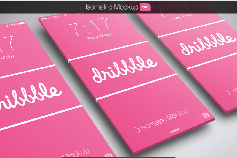 Isometric App Mockup in PSD