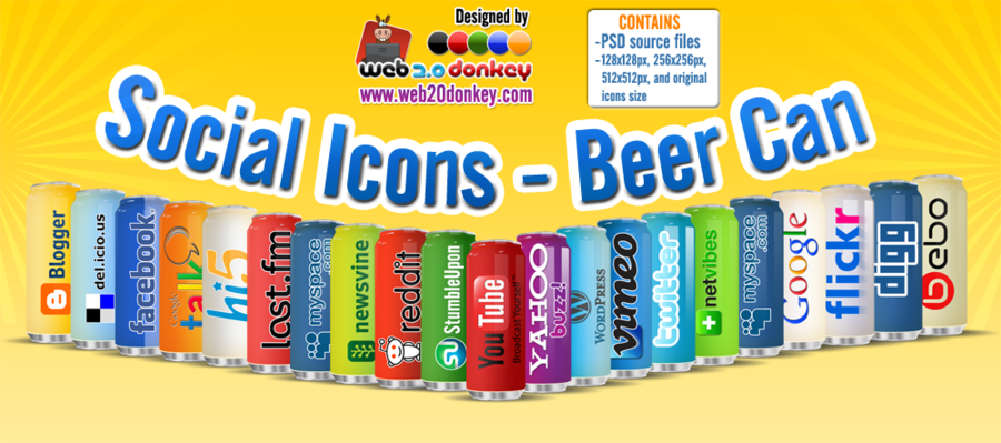 Social Icons on a Beer Can