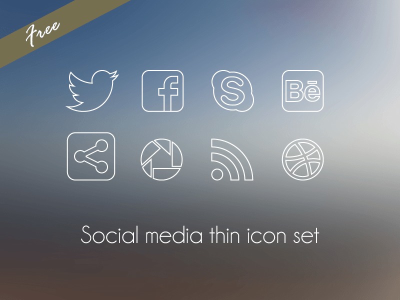 Social media thin icon set